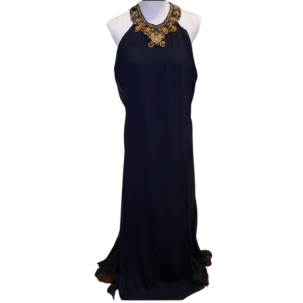 Alice + Olivia “Ravi” Embellished-Neck Maxi Dress